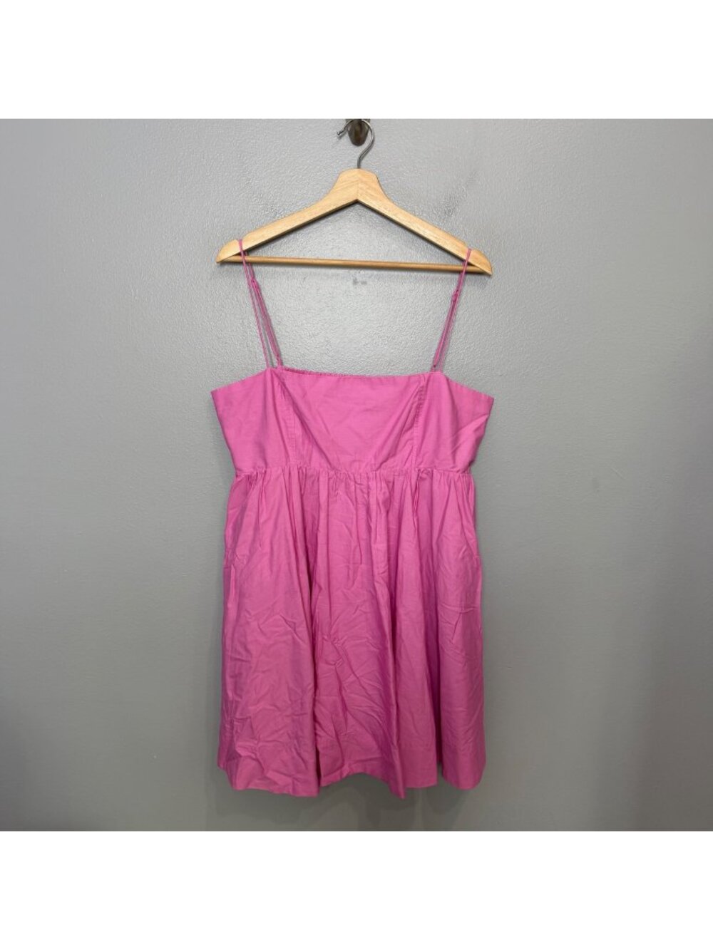 MAEVE ANTHROPOLOGIE square neck babydoll dress in pink size L